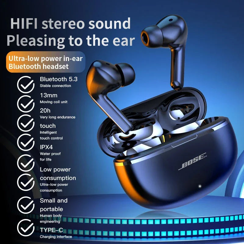BOSEbye Air 7 Bluetooth Earphones TWS Touch Control HiFi Wireless Headphone Mic Noise Reduction Earbuds Waterproof Game Motion