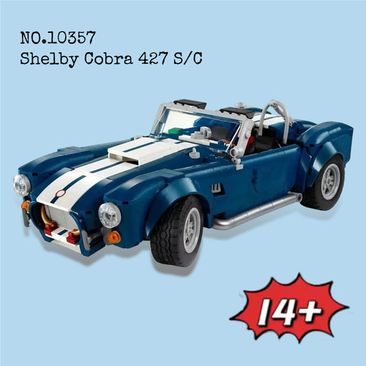 קוברה 427 S/C Vintage Car | Blue Sports Car Building Blocks Toy