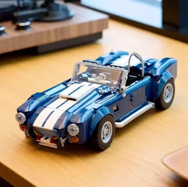 קוברה 427 S/C Vintage Car | Blue Sports Car Building Blocks Toy