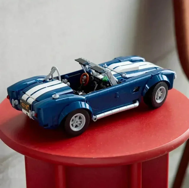 קוברה 427 S/C Vintage Car | Blue Sports Car Building Blocks Toy