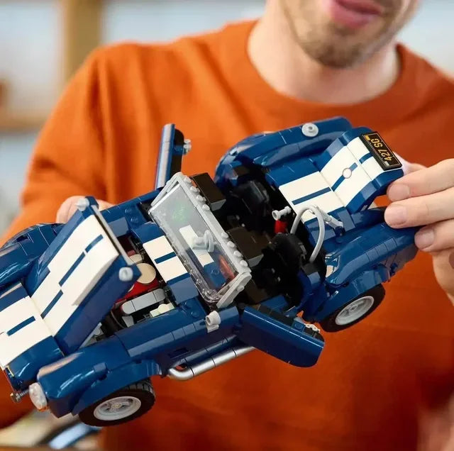 קוברה 427 S/C Vintage Car | Blue Sports Car Building Blocks Toy
