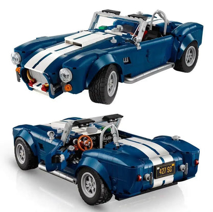 קוברה 427 S/C Vintage Car | Blue Sports Car Building Blocks Toy