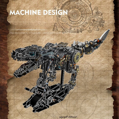 דינוזאור מכני להרכבה עם תאורה ותנועה | דגם טירנוזאורוס רקס STEM לילדים ולנוער