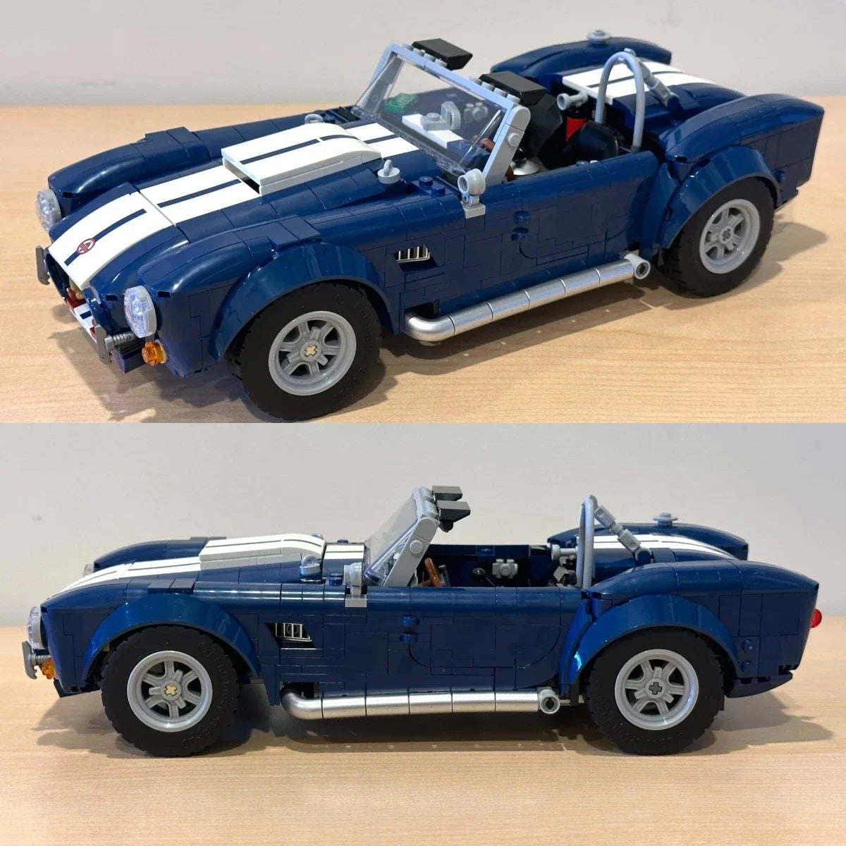 קוברה 427 S/C Vintage Car | Blue Sports Car Building Blocks Toy