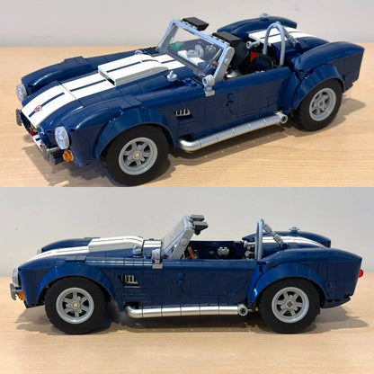 קוברה 427 S/C Vintage Car | Blue Sports Car Building Blocks Toy